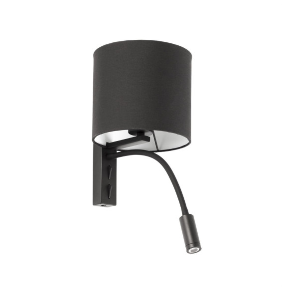 FARO - Aplique TIRA negro E27 con lector 3W 3000K
