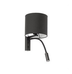 FARO - Aplique TIRA negro E27 con lector 3W 3000K