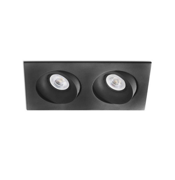FARO - Empotrable ARGON-2 cuadrado orientable negro 2xGU10/MR16