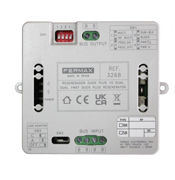 FERMAX - Regenerador DUAL DUOX PLUS 1S instalación atornillada o en carril DIN