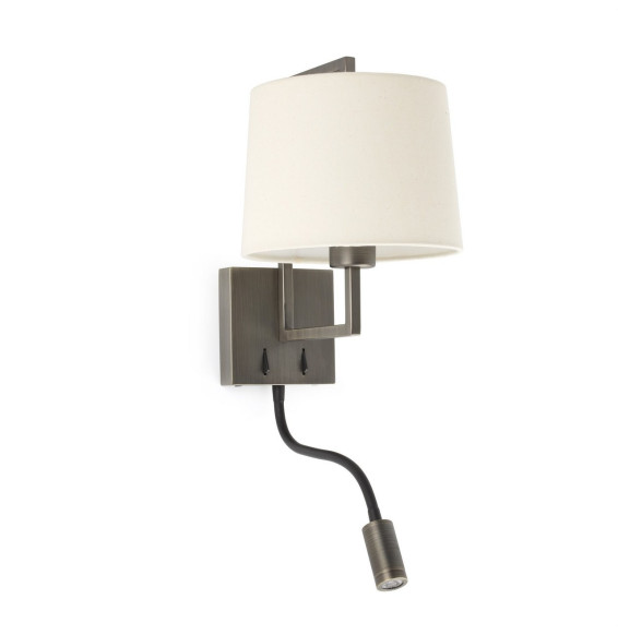 FARO - Aplique FRAME con lector LED oro viejo pantalla beige