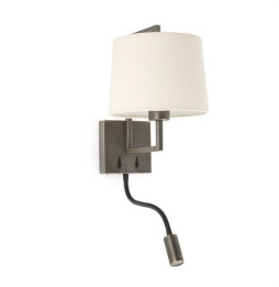 FARO - Aplique FRAME con lector LED oro viejo pantalla beige