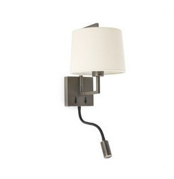 FARO - Aplique FRAME con lector LED oro viejo pantalla beige