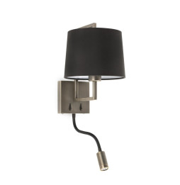 FARO - Aplique FRAME con lector LED oro viejo pantalla negro