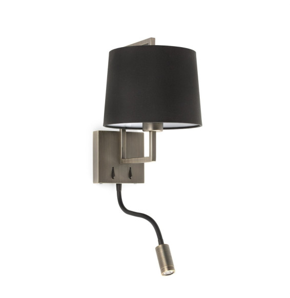 FARO - Aplique FRAME con lector LED oro viejo pantalla negro
