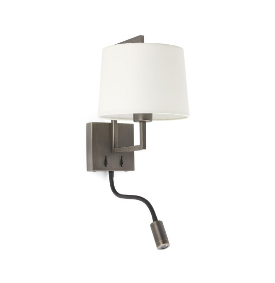 FARO - Aplique FRAME con lector LED oro viejo pantalla blanco