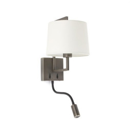 FARO - Aplique FRAME con lector LED oro viejo pantalla blanco