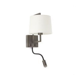 FARO - Aplique FRAME con lector LED oro viejo pantalla blanco