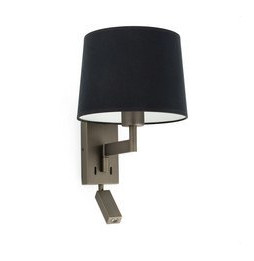 FARO - Aplique ARTIS con lector bronce pantalla negra