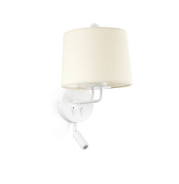 FARO - Aplique MONTREAL con lector blanco pantalla beige