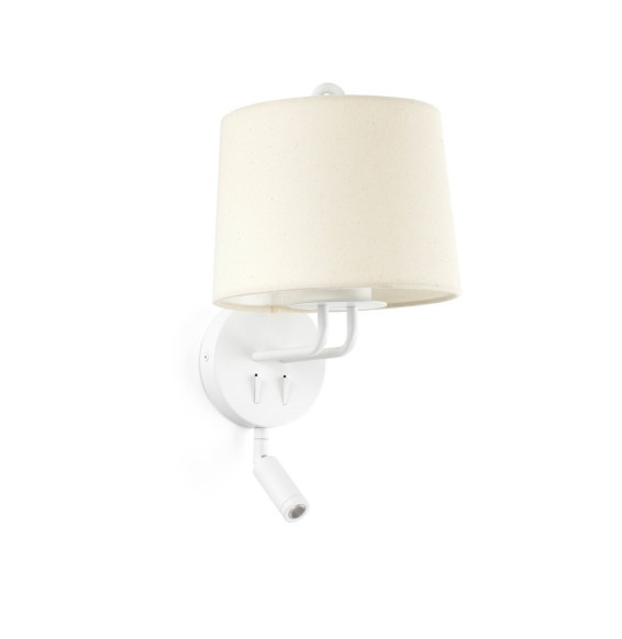 FARO - Aplique MONTREAL con lector blanco pantalla beige