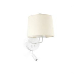 FARO - Aplique MONTREAL con lector blanco pantalla beige