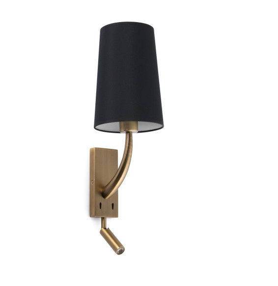 FARO - Aplique REM con lector LED pantalla negra oro viejo