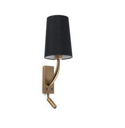 FARO - Aplique REM con lector LED pantalla negra oro viejo