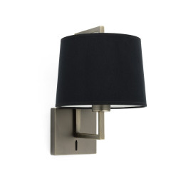 FARO - Aplique FRAME oro viejo pantalla negra diámetro 215