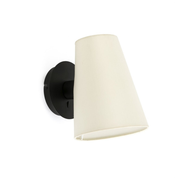 FARO - Aplique LUPE negro pantalla beige