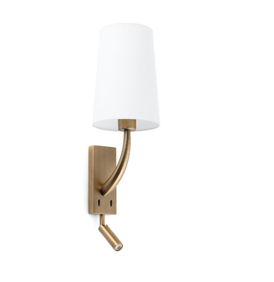 FARO - Aplique REM con lector LED pantalla blanca oro viejo