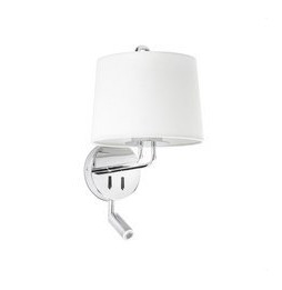 FARO - Aplique MONTREAL con lector cromo pantalla blanca
