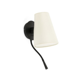 FARO - Aplique LUPE con lector LED negro pantalla beige