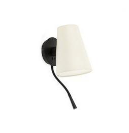 FARO - Aplique LUPE con lector LED negro pantalla beige