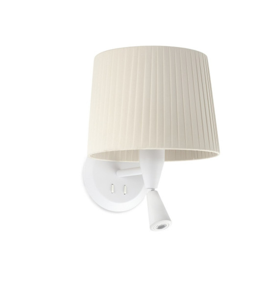 FARO - Aplique SAMBA lector blanco encintada E27 215x160 beige