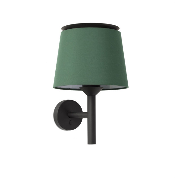 FARO - Aplique SAVOY negro pantalla verde
