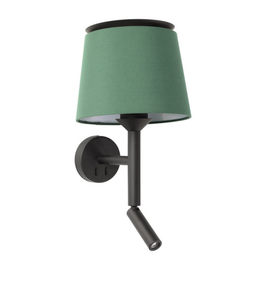 FARO - Aplique SAVOY con lector negro pantalla verde