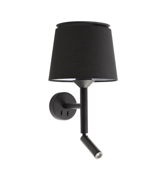 FARO - Aplique SAVOY con lector negro pantalla negra