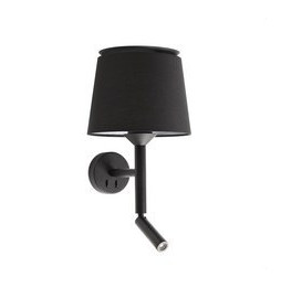 FARO - Aplique SAVOY con lector negro pantalla negra