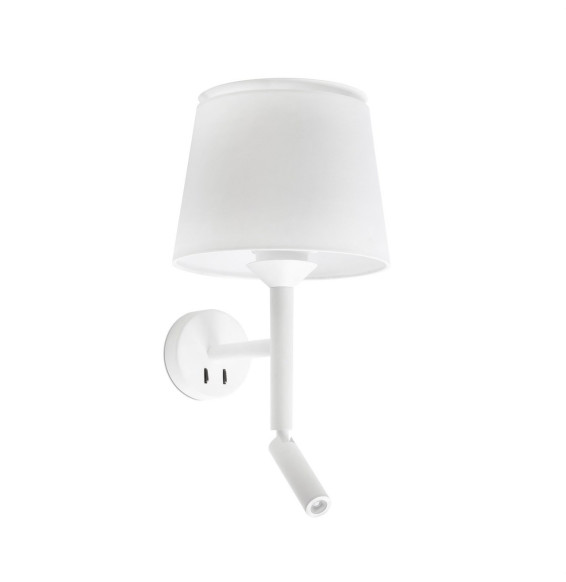 FARO - Aplique SAVOY con lector blanco pantalla blanca