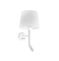 FARO - Aplique SAVOY con lector blanco pantalla blanca