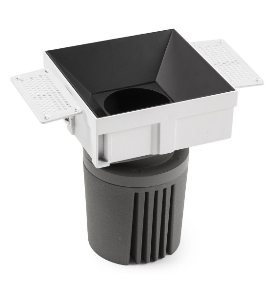 FARO - Downlight DEEP90 cuadrado sin marco negro 15° 2700K CRI95 honeycomb