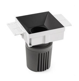FARO - Downlight DEEP90 cuadrado sin marco negro 15° 3000K CRI95 stripy