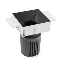 FARO - Downlight DEEP90 cuadrado sin marco negro 15° 4000K CRI95 stripy