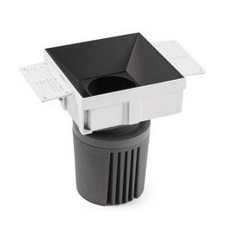 FARO - Downlight DEEP90 cuadrado sin marco negro 60° 3000K CRI95 honeycomb