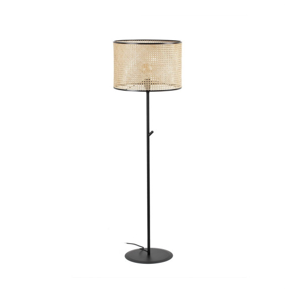 FARO - Luminaria de pie MAMBO negro pantalla ratán E27 diámetro 450x313mm
