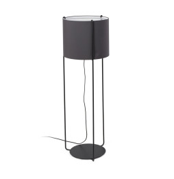 FARO - Luminaria pie de salón DRUM negro pantalla gris 1xE27