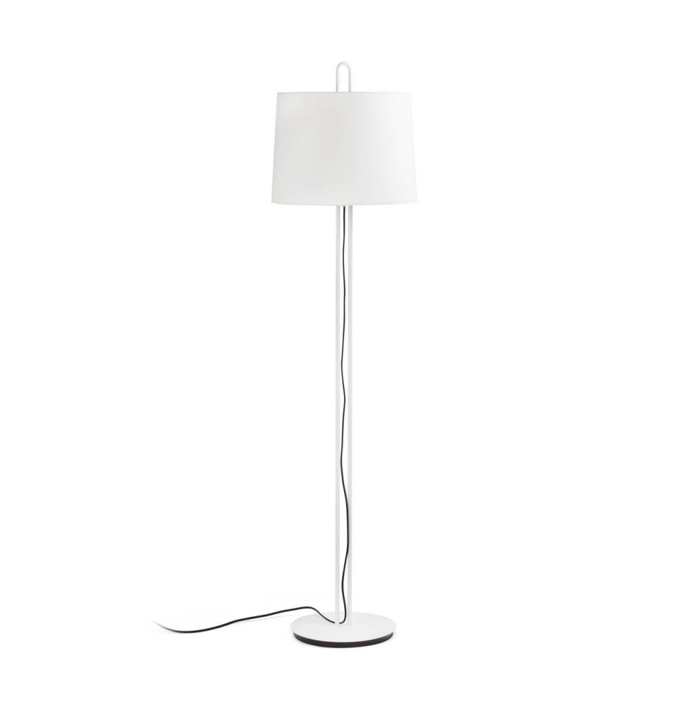 FARO - Luminaria pie de salón MONTREAL blanco pantalla beige