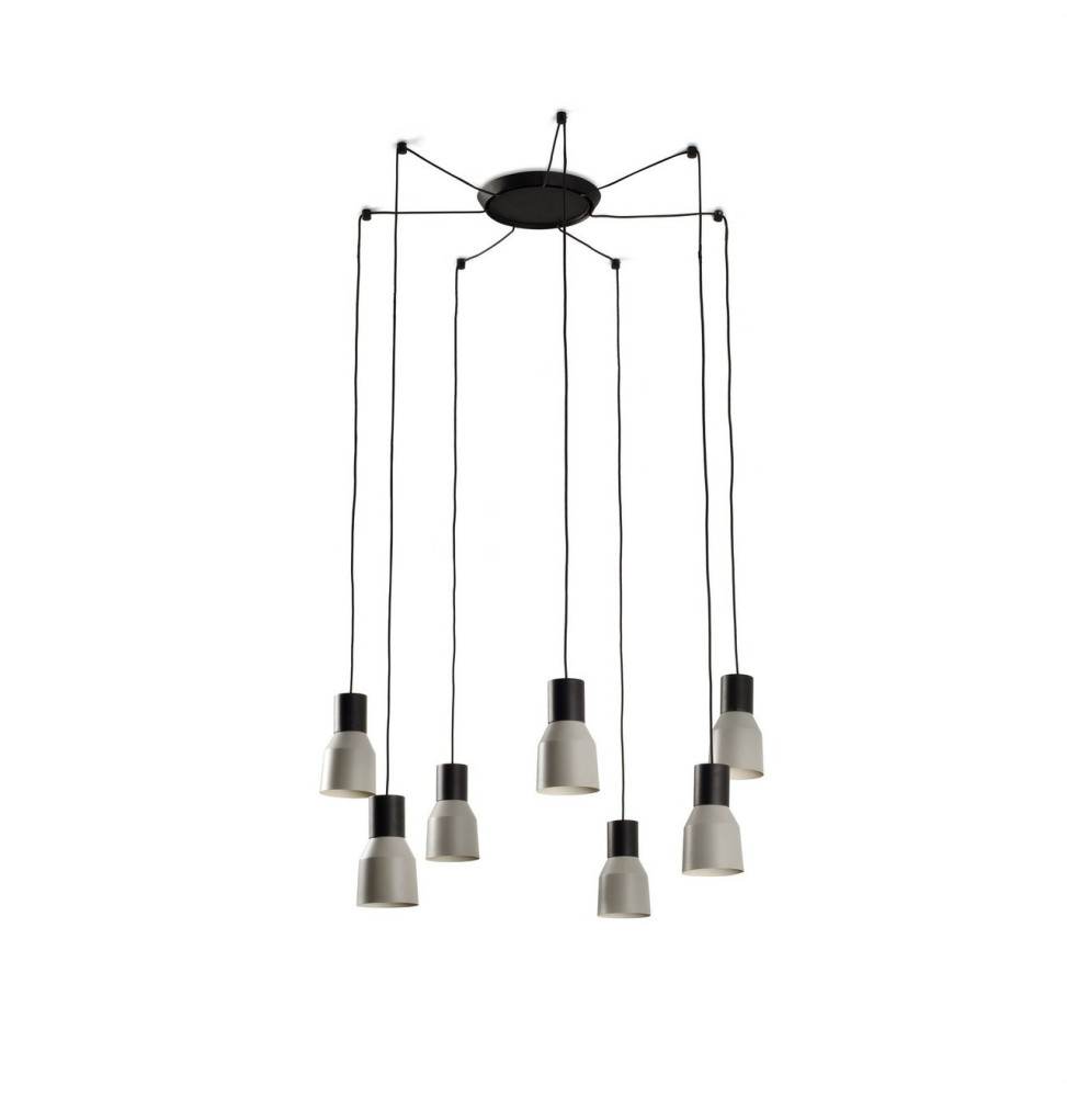 FARO - Luminaria KOMBO suspendida diámetro 120mm 1x E27 7 lámparas gris