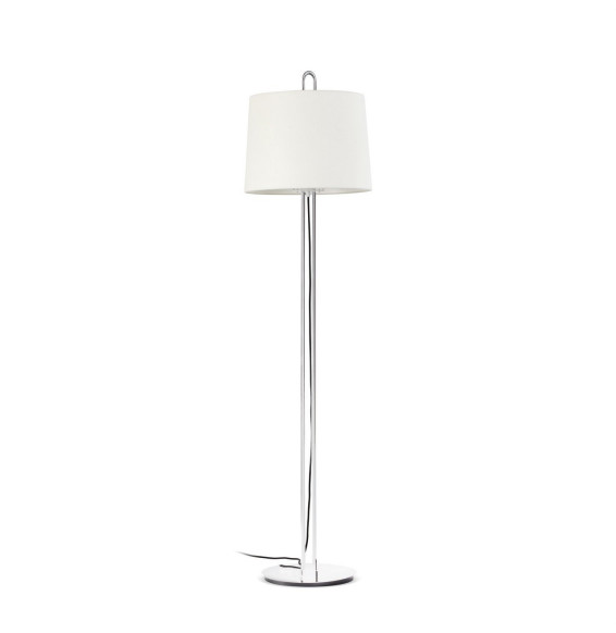 FARO - Luminaria pie de salón MONTREAL cromo pantalla blanca