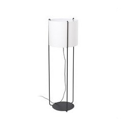 FARO - Luminaria pie de salón DRUM negro pantalla beige 1xE27