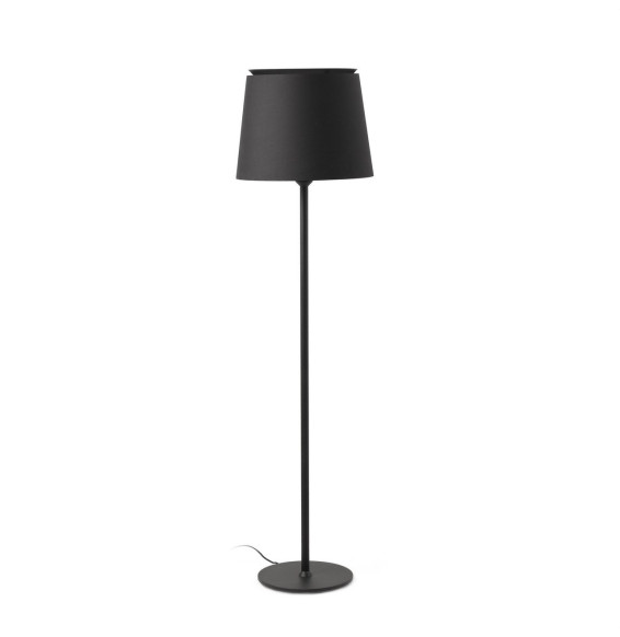 FARO - Luminaria pie de salón SAVOY negro pantalla negra