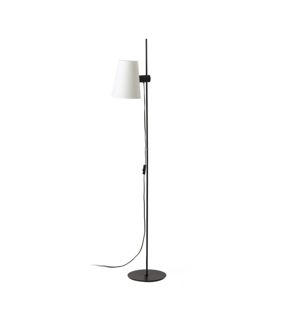 FARO - Luminaria pie de salón LUPE negro pantalla beige