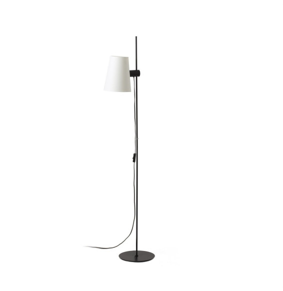 FARO - Luminaria pie de salón LUPE negro pantalla beige