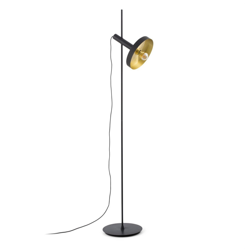 FARO - Luminaria pie de salón WHIZZ con pantalla negro/oro 1xE27