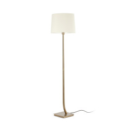 FARO - Luminaria pie de salón REM pantalla blanca bronce