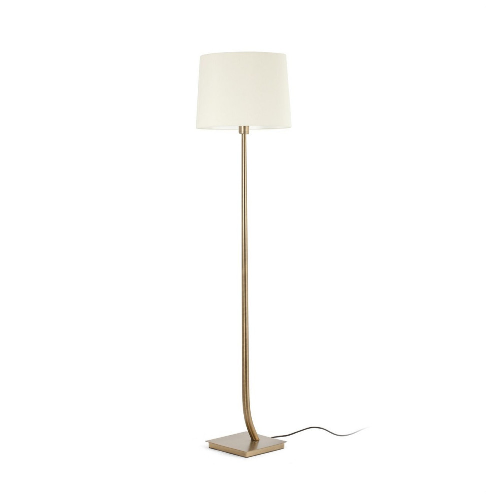 FARO - Luminaria pie de salón REM pantalla blanca bronce