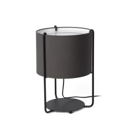 FARO - Luminaria sobremesa DRUM negra pantalla gris 1xE27