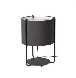 FARO - Luminaria sobremesa DRUM negra pantalla gris 1xE27