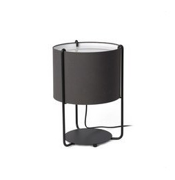 FARO - Luminaria sobremesa DRUM negra pantalla gris 1xE27